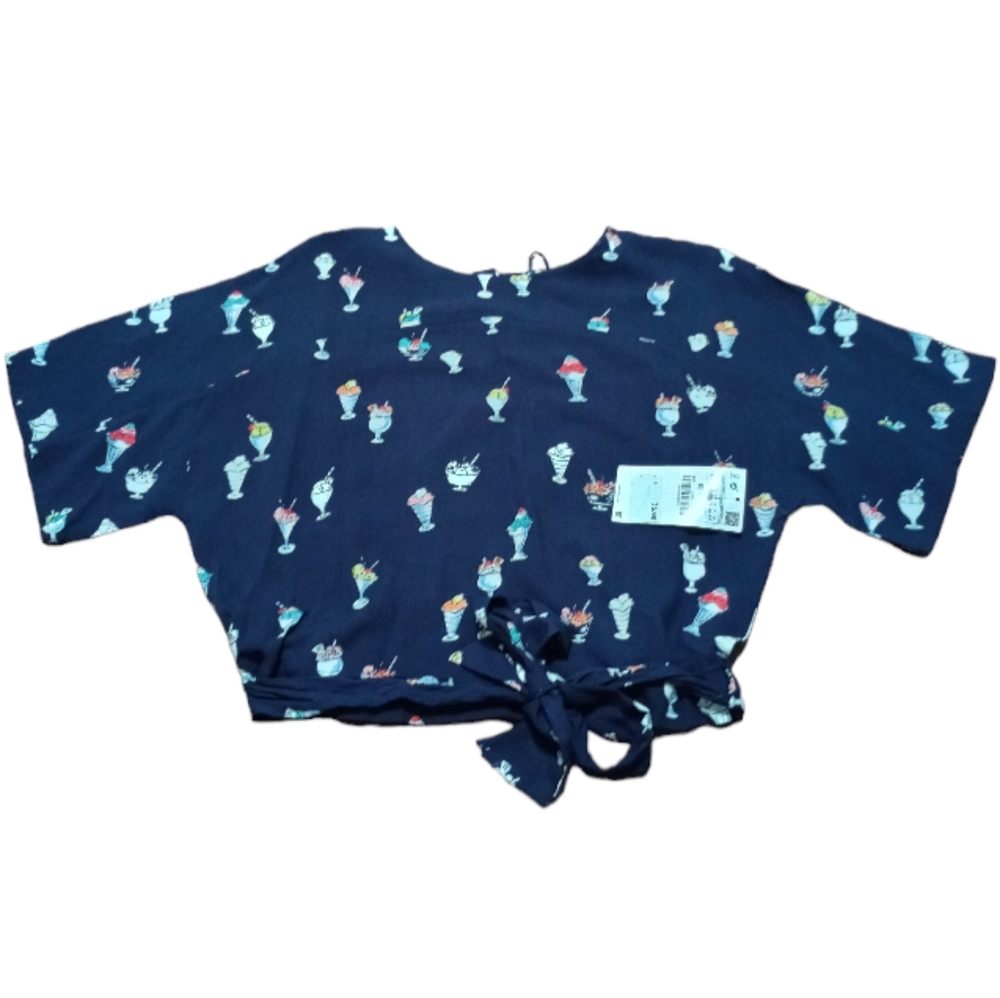 Zara novelty ice cream print cropped top